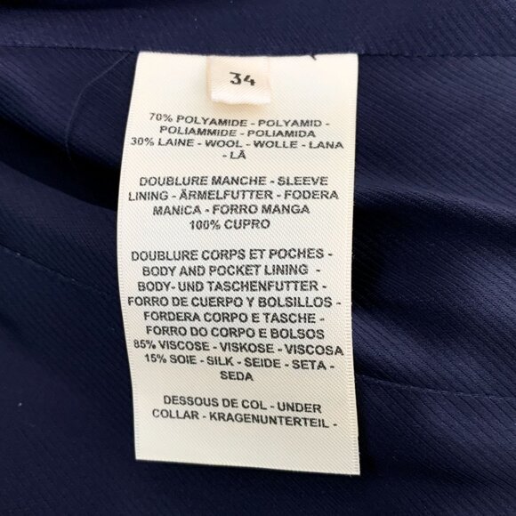 Hermès Black Double-Breasted Wool-Blend Blazer Size 34 XXS Made In Italy - Picture 3 of 6